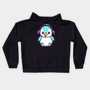 Cute Penguin Headphones Kids Hoodie